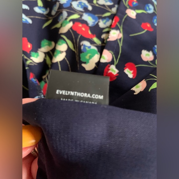 Navy blue and floral print dress - Picture 10 of 10